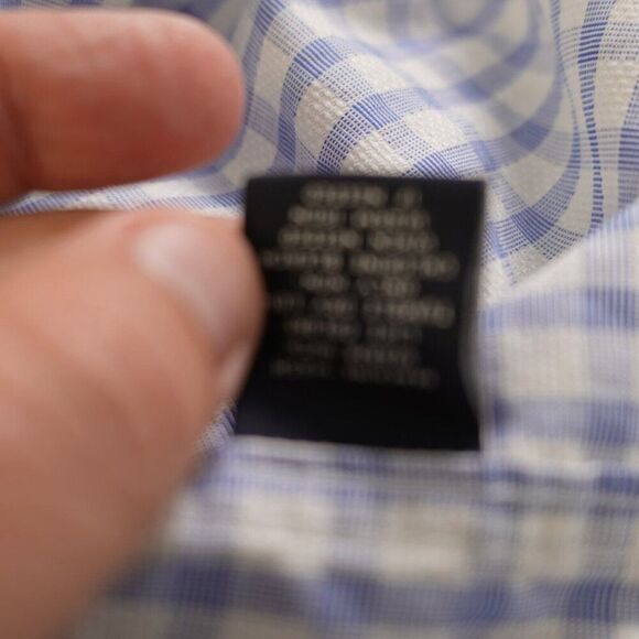 Hart Schaffner Marx Blue Purple‎ Check Medium Collared Dress Shirt Long Sleeve - Picture 9 of 10